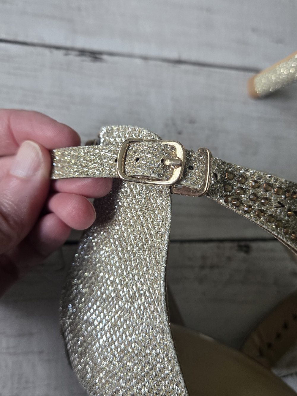 Metallic Rhinestone Stiletto Sandals - Picture 7 of 10
